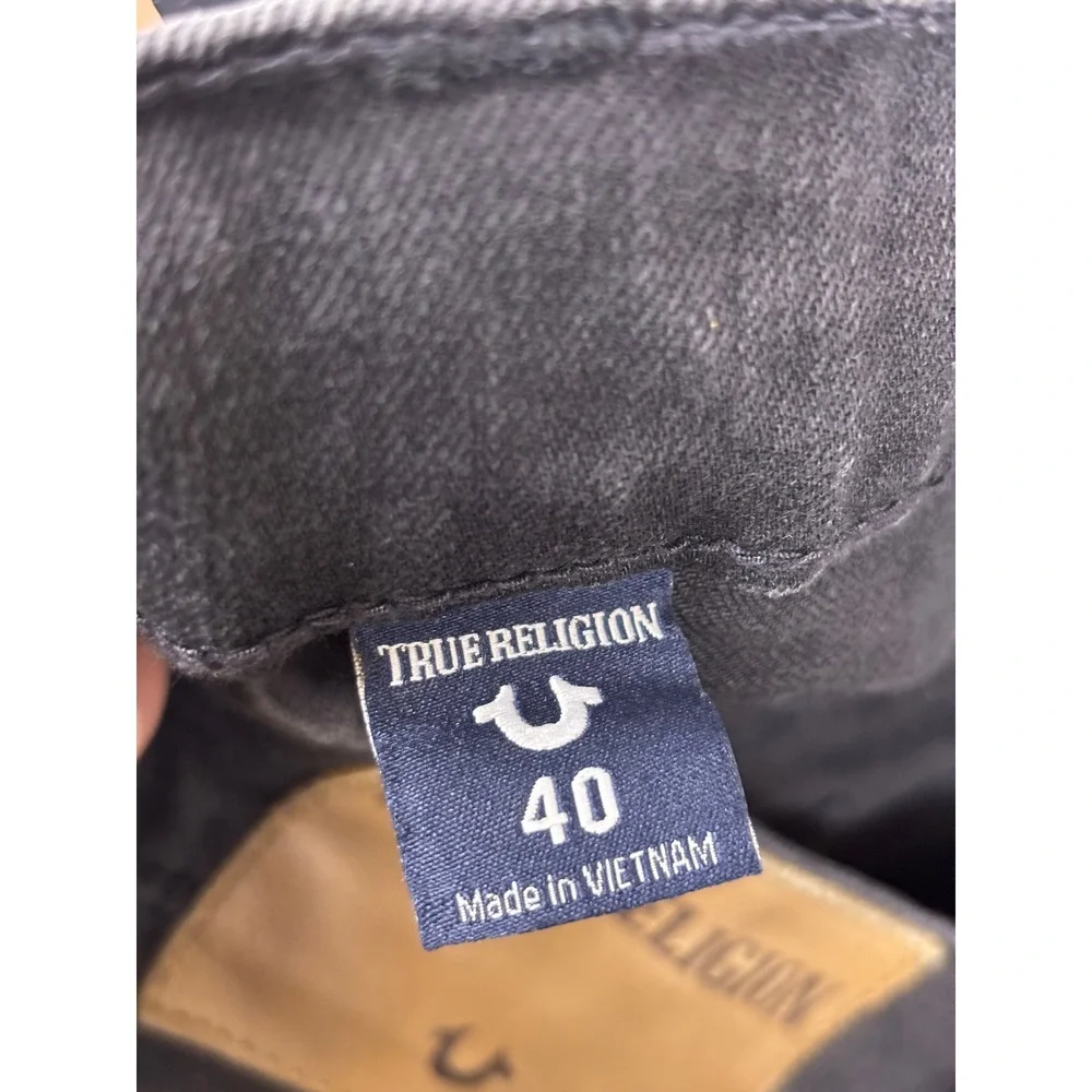 True Religion Mens Black Straight Leg Flap Pocket Jeans Size 40
